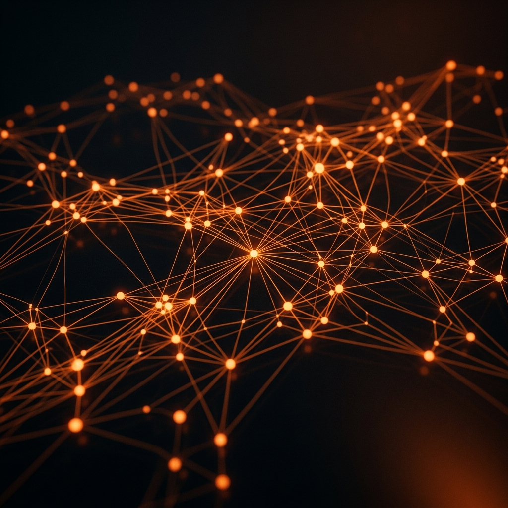 Visualização abstrata de uma rede de relacionamento com clientes representando CRM